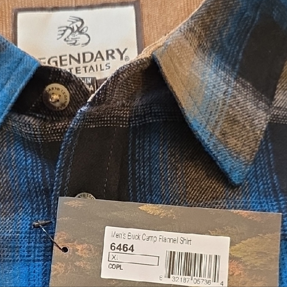 Legendary Whitetails Blue Black Brown Plaid Button-Down Shirt - Picture 3 of 3